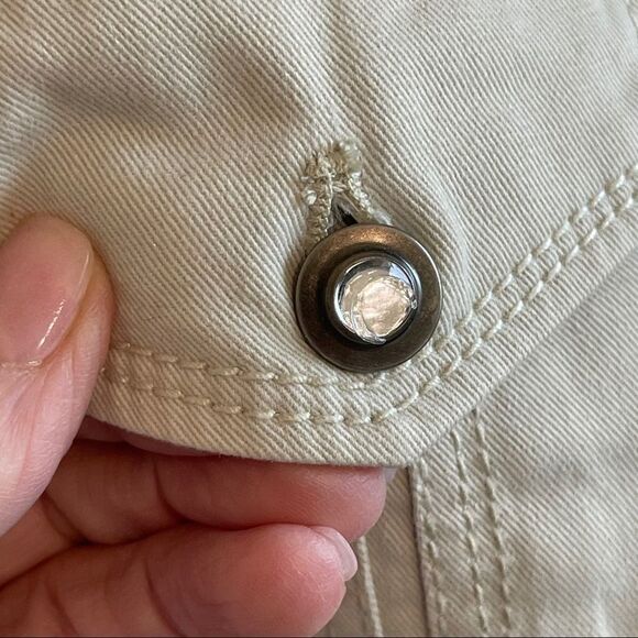 Chico's Tan Denim Jacket with Bling and Embroidery - Size 8 - Picture 4 of 11